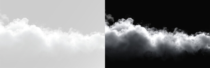 Horizontal white smoke cloud isolated on transparent background, thick rolling vapor formation with soft diffusion and natural flow, realistic atmospheric overlay PNG white cloud effect png