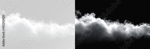 Horizontal white smoke cloud isolated on transparent background, thick rolling vapor formation with soft diffusion and natural flow, realistic atmospheric overlay PNG white cloud effect png
