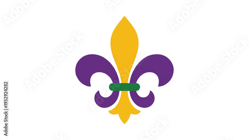 A stylized fleur-de-lis symbol in the colors of Mardi Gras - purple, gold, and green (3)_traced