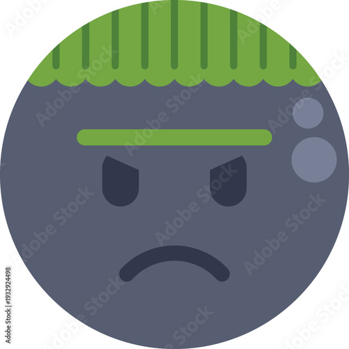 Groaning zombie emoji showing anger and frustration with green hair