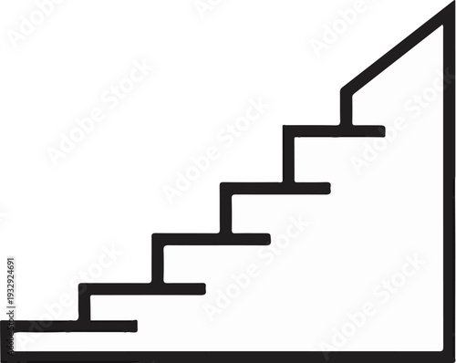 Simple line drawing of ascending steps with a railing