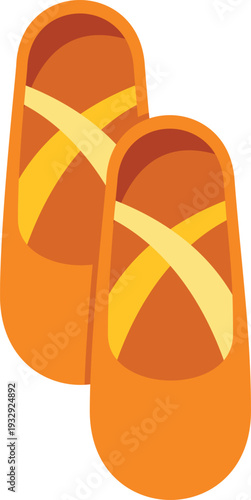 Orange ballet shoes with yellow straps represent dancing and movement