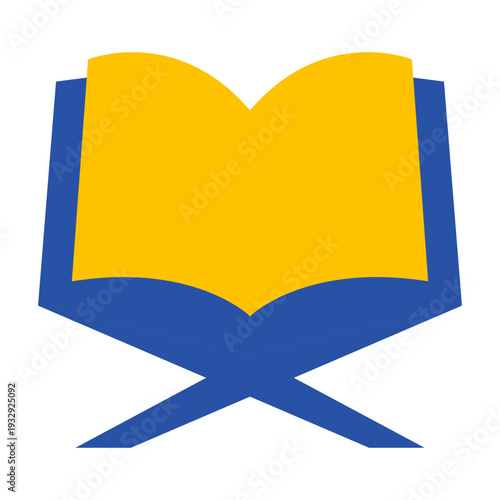 Simple Flat Illustration of Open Islamic Book on Stand Symbol