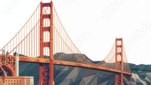 A stylized geometric illustration of the Golden Gate Bridge in a low-poly art style (1)_traced