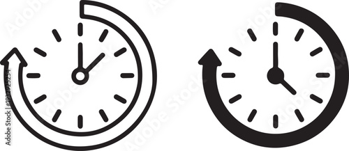 time management clock hourglass ,Refresh Time Clock Icon Set, black vector illustration design