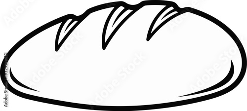 A simple black and white drawing of a loaf of bread with three score marks
