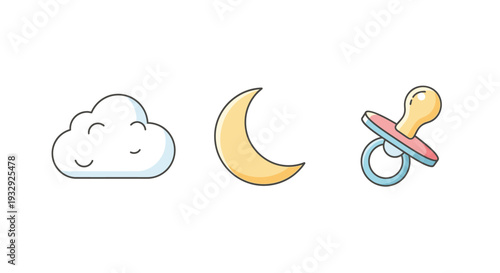 Baby icon illustration cloud moon and pacifier