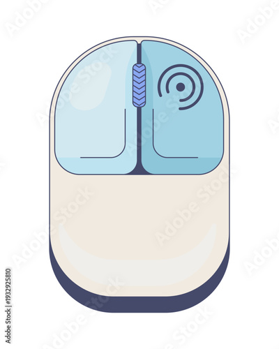 Right click modern computer mouse button. Opening context menu action in software. Rounded peripheral device icon for pc, laptop. Cursor control. Isolated vector illustration. Input hardware element