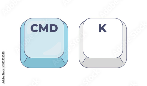 Command K computer keyboard shortcut. Connect to server. Network access. System utility. Shared folders. Hotkey combo buttons for pc and laptop. Fast software efficiency. Flat vector illustration
