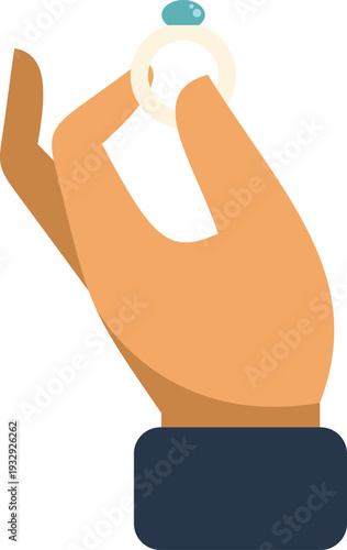 Hand holding engagement ring proposing marriage concept