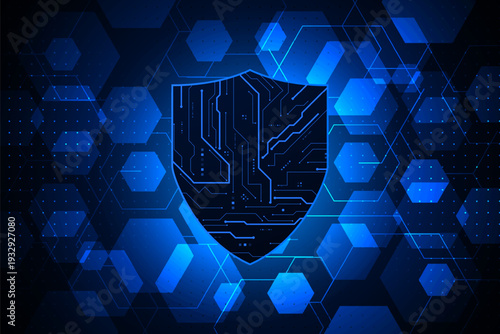 Cyber security technology concept , Shield With Keyhole icon , personal data , vector illustration.	