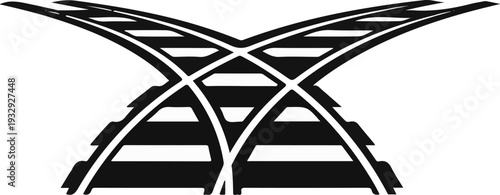 Stylized graphic of a railway junction or switch