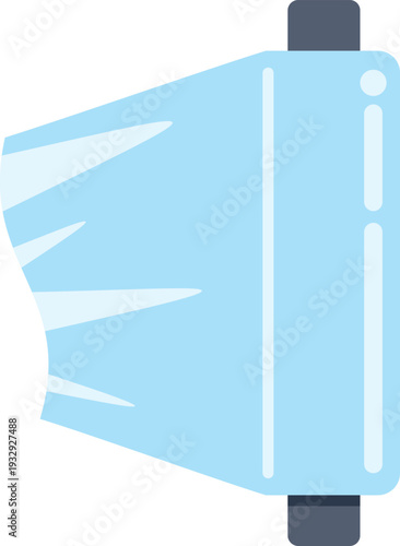 Plastic wrap roll with transparent film unwrapping, showing food preservation concept