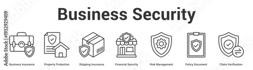 Business Security web banner icon set vector illustration concept for business with icon of Business Insurance, Property Protection, Shipping Insurance, Financial Security, Risk Management, Pol.