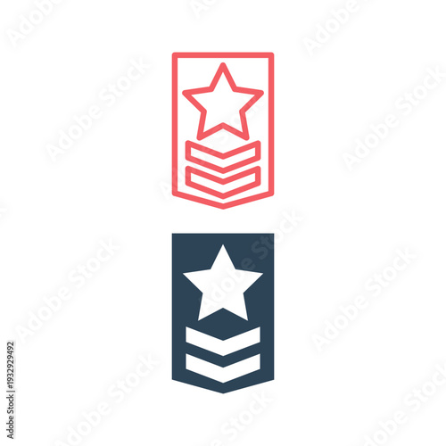 Military rank icons set design trendy. Badge Vector. Grade Illustration Sign Symbol.
