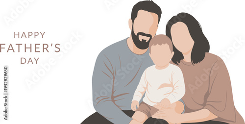 Happy father's day family portrait illustration celebrating dad with love and gratitude on special day