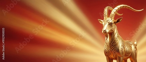 Wallpaper Mural Ornate golden goat with light rays. Chinese Zodiac Year of the Goat 2027 illustration Torontodigital.ca