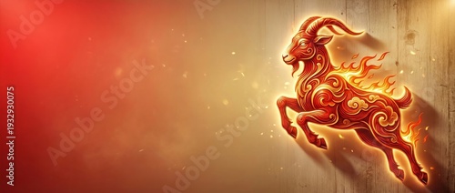 Wallpaper Mural Stylized fiery red goat leaping on abstract background. Chinese New Year 2027 zodiac symbol. Copy space for text Torontodigital.ca