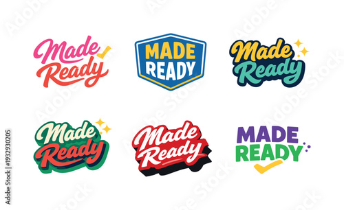 Clean modern holiday banner illustration displaying modern lettering logo set for Made Ready, professional logo-style typography