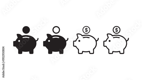 piggy bank icon set