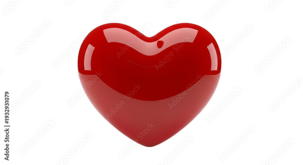Fototapeta premium A vibrant red heart shape with a glossy finish on a white background