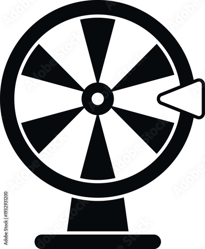 Prize wheel with pointer, representing luck, fortune, and gambling games