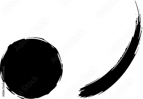 Abstract Black Ink Brush Strokes Set Isolated On White