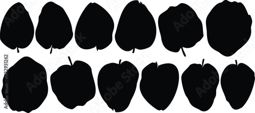 Silhouettes of black fruits and vegetables