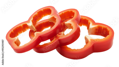 Sliced red bell pepper on white background isolated isolated on a transparent background