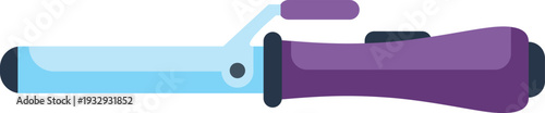 Curling iron hair tool for creating stylish waves and curls in flat vector illustration