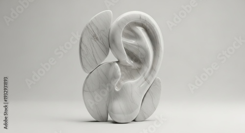 Abstract Marble Ear Sculpture Sculpture Marble Ear Modern Art Design White Curves. Concept featuring sculpture, marble, ear, modern art, design for professional commercial design.