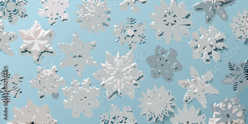 Abstract floral pattern with light blue background and grayscale shapes