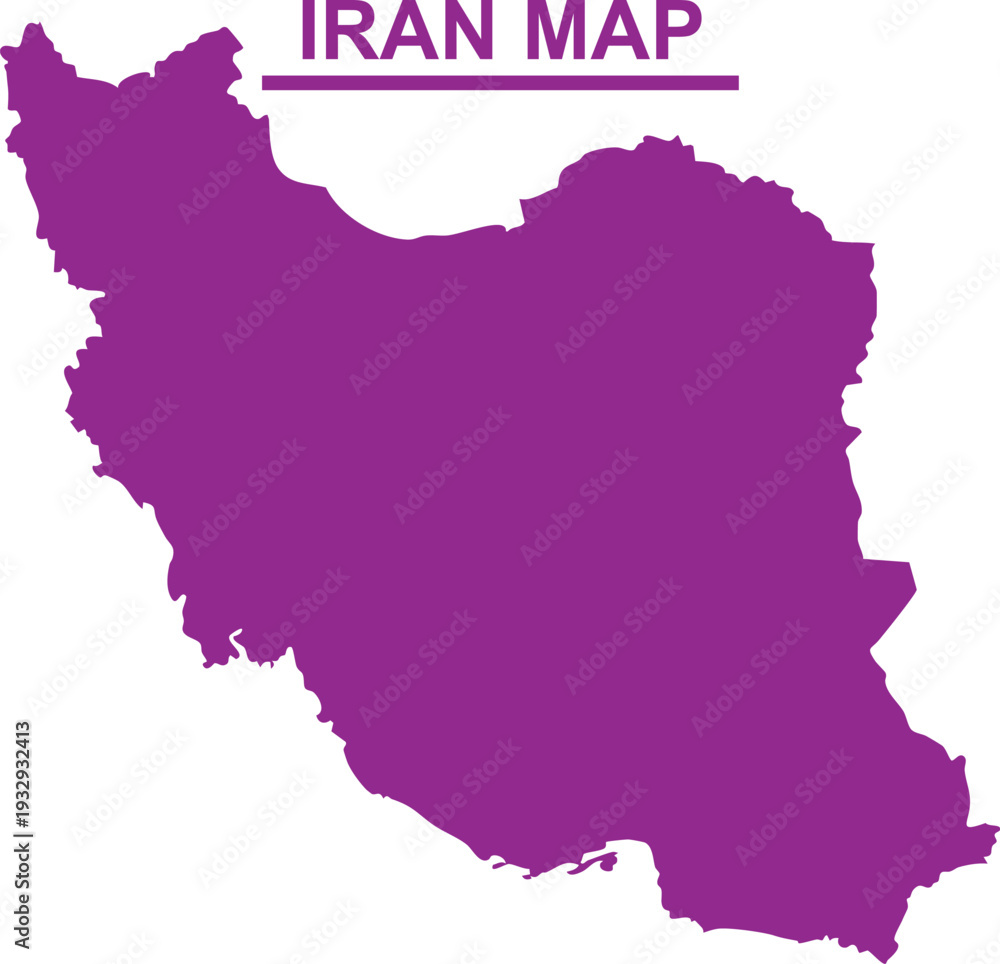 Obraz premium Purple silhouette map of iran with label