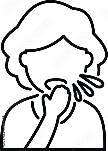 Person coughing or sneezing covering mouth spreading illness