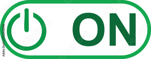 Green power button with on text