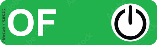 Green rectangle with white text o f and power button