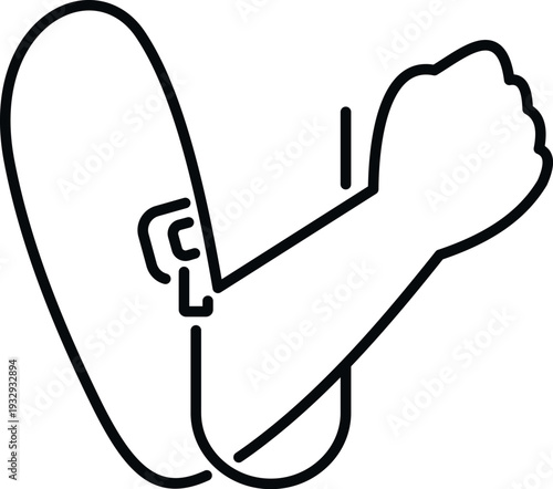 Arm flexing bicep with a clenched fist, representing power and fitness