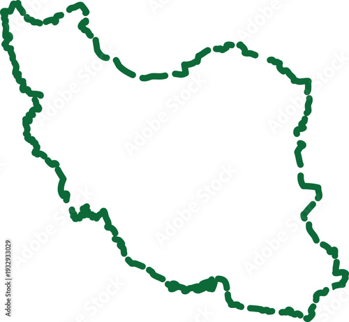 Green outline map of iraq country border