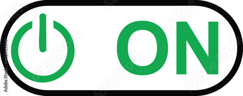 Green power button with o n text