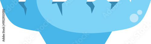 Blue ceramic bowl showing a cracked rim on a plain white background