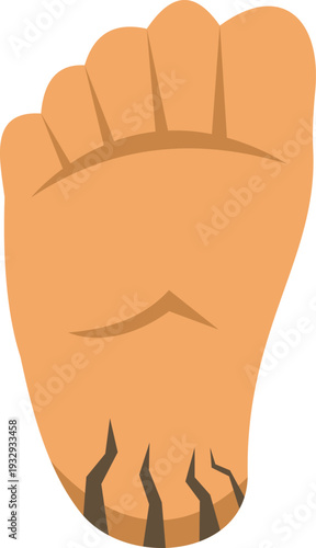 Flat vector illustration of an animal paw print showing sharp claws and defined pads