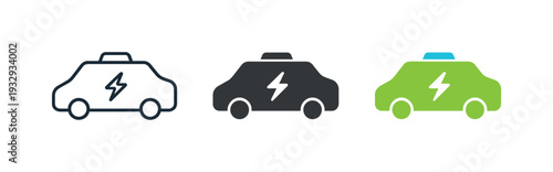 Silent power expressed as a symbolic battery merged with a car outline to convey emission-free electric vehicles — three