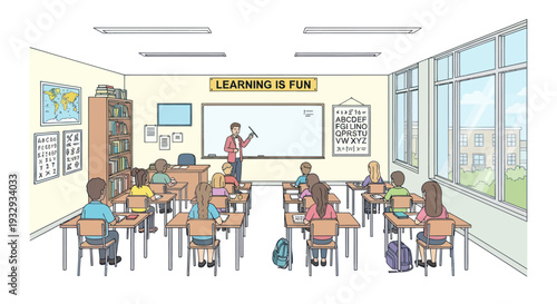 Children Learning In Classroom With Teacher