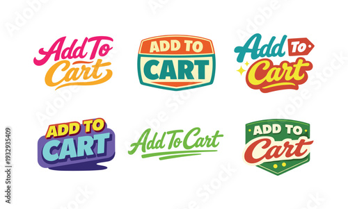Clean modern holiday banner illustration displaying modern lettering logo set for Add To Cart, professional logo-style typography