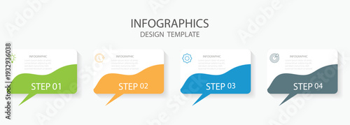 Messages infographic template. Creative concept with 4 steps or option. Abstract arrows of graph with icon. business success. 