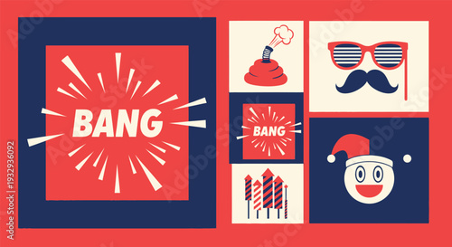 Creative illustrations featuring the word bang with playful characters and designs