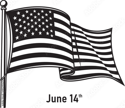 Flag day june 14th american flag waving patriotic holiday united states