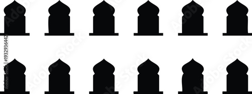 Black silhouettes of mosque domes