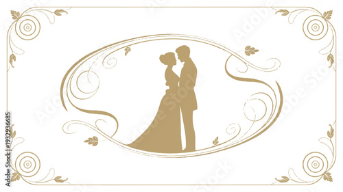 A vintage-style wedding illustration in gold and white colors (1)_traced