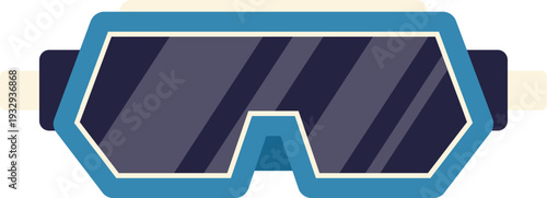 Ski goggles featuring a blue frame and dark lenses for snow activities